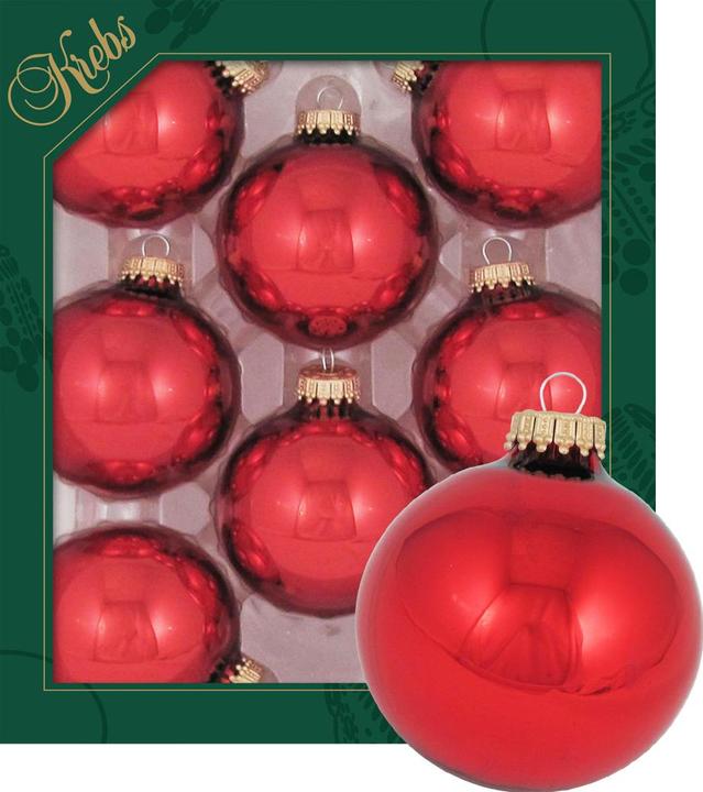Produktbild Krebs Glas Lauscha Rote Kugeln im 8er Set - Christbaumschmuck aus Glas (8x)