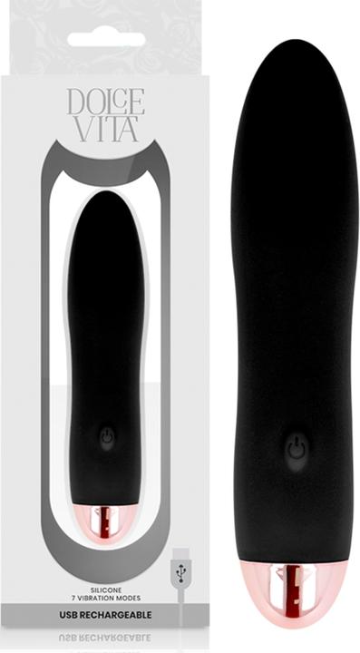 Actual product image Dolce Vita Rechargeable Vibrator Four Black 7 Speeds