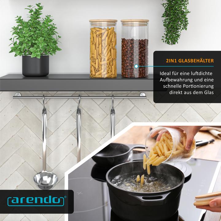 Actual product image Arendo 2x 1,5 L Vorratsgläser, Glasbehälter, 2er Set, Borosilikatglas, Bambusdeckel, Vorratsdosen luftdicht (1.50 l)