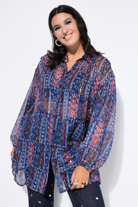 Produktbild Studio Untold Chiffon-Bluse, Loose Shape, Patchprint, Ballon-Langarm (58, 60)