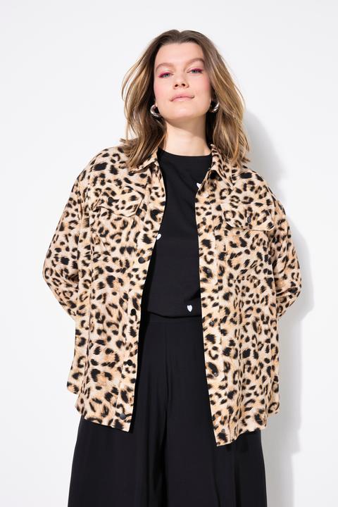 Produktbild Studio Untold Hemdjacke, Boxy Shape, Leinenmix, Leo, gerundeter Saum (42, 44)