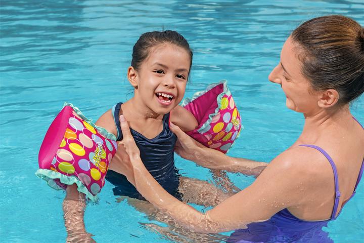 Actual product image Bestway Swim Safe ABC AquaStar Fabric Inflatable Wristband Floaties M/L, Swim armbands, Boy/Girl, Fabr