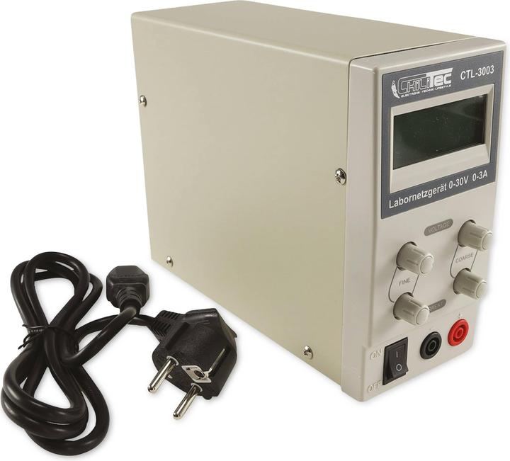 Actual product image Chilitec Controllable laboratory power supply unit CTL-3003, 0...30 V / 0...3 A, LCD