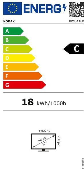 Energie-Label Kodak RWF-116B WiFi schwarz/schwarz (11.60", 1920 x 1080 Pixel)