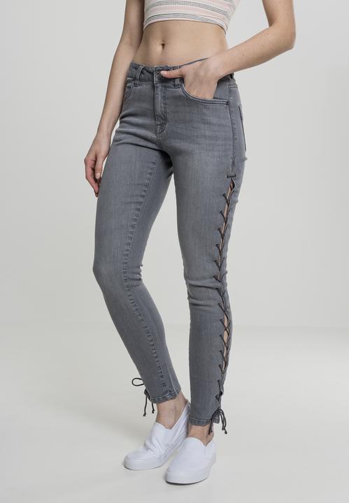 Actual product image Urban Classics Ladies Denim Lace Up Skinny Pants (28)