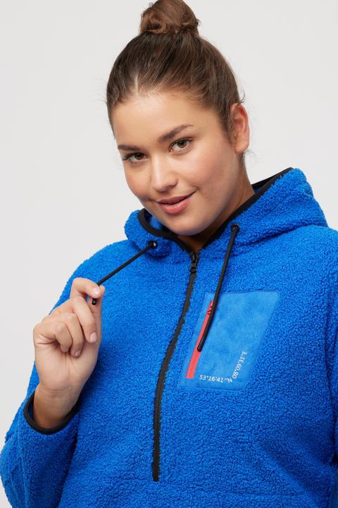 Produktbild Ulla Popken Fleece-Hoodie, Koordinaten-Druck, Zipptaschen, Langarm (46, 48)