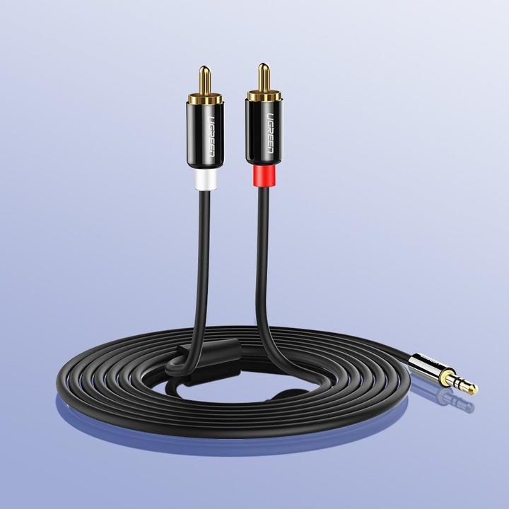 Productafbeelding Ugreen audiokabel 3,5 mm mini-jack - 2RCA 3m zwart (10590) (3 m, 3,5 mm aansluiting (AUX))