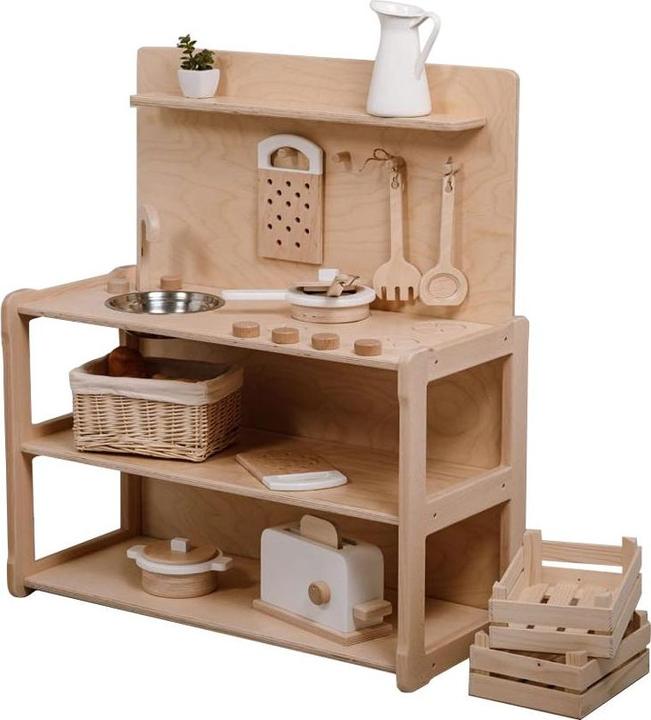 Produktbild Activity Board Waldorf-Atmosphäre, Küchen-Spielset, Kinderspielküche aus Holz für Kinder - natürlich