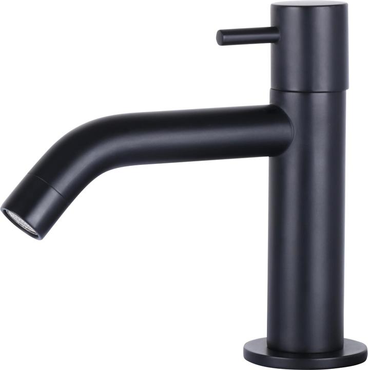 Produktbild Differnz Ravo Fonteinset - Wasbak Keramiek - Wit - Gebogen Kraan - Mat Zwart - Standaard Greep - 38.5 x 18.5 (185 mm, 385 mm)