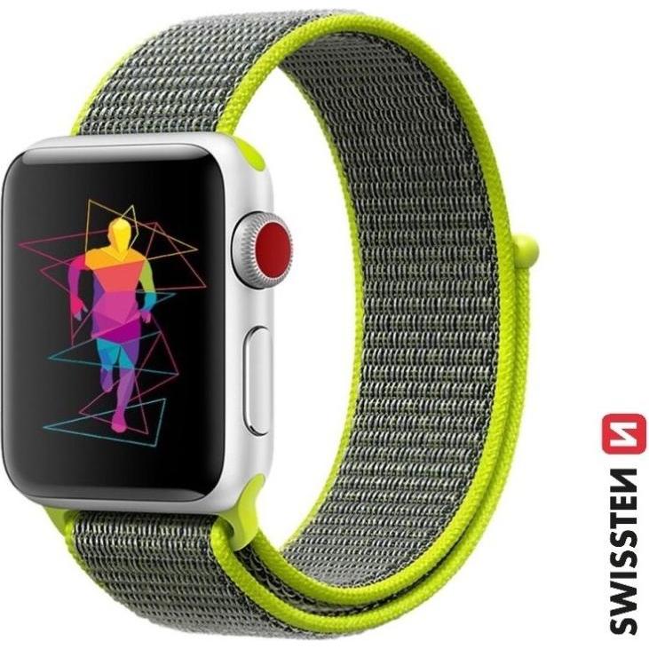 Thumbnail - Swissten Nylon Band for Apple Watch 42/44/45/49 mm Shiny Green (Nylon, 3, 4, Ultra, Apple Watch Series 1), Uhrenarmband,...