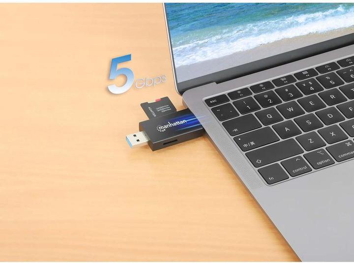 Image du produit Manhattan USB 3.0 Typ-C / Typ-A Kombo-Kartenlesegerät / Multi-Card Reader / Writer