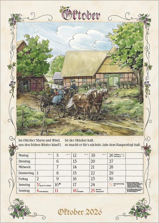 Actual product image Bauernkalender2026 (A3)