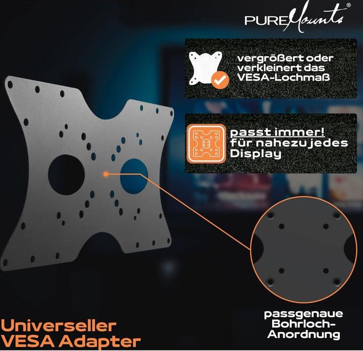 Produktbild PureMounts VESA Adapter Universal Schwarz (Adapter- / Montageplatten)
