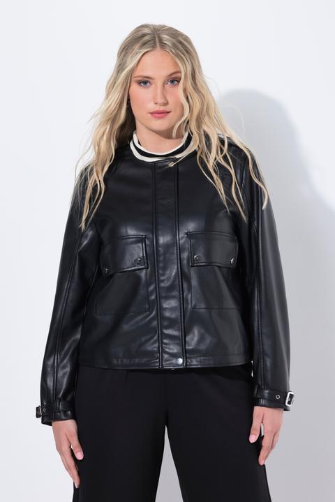 Produktbild Ulla Popken Jacke, Lederoptik, Oversized, Rundhals, 2-Wege-Zipper (62)