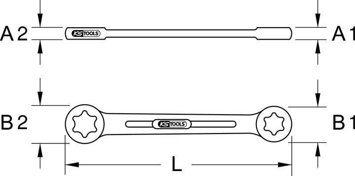 Actual product image KS Tools Torx-E double box wrench (16 mm, 22 mm)