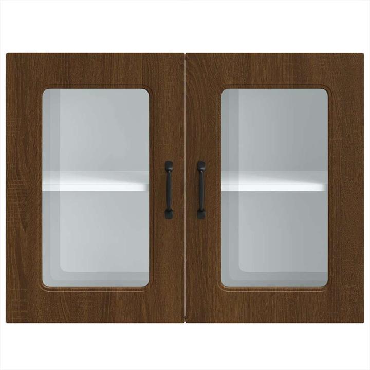 Actual product image vidaXL Kitchen wall unit with glass door Kalmar brown oak-look (80 x 31 x 60 cm)