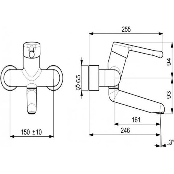 Thumbnail - Hansa, Badarmatur, HANSAMEDIPRO protec Waschtischarmatur, Bedienungshebel lang, Ausladung 246 mm, chrom