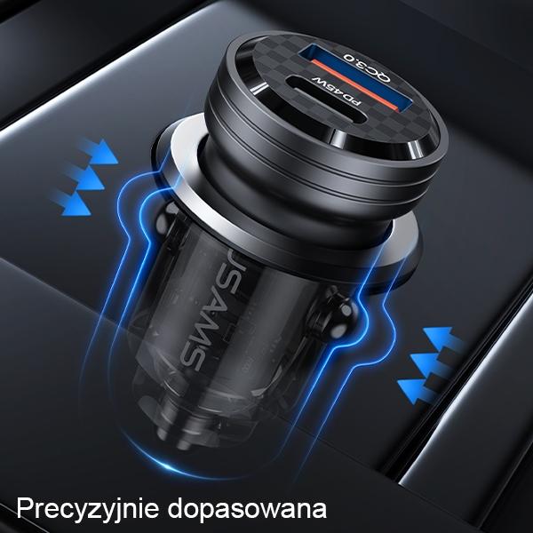 Produktbild Usams Ład. sam. C35 USB+USB-C 45W Fast Charge czarny/black CC175CC01 (US-CC175)