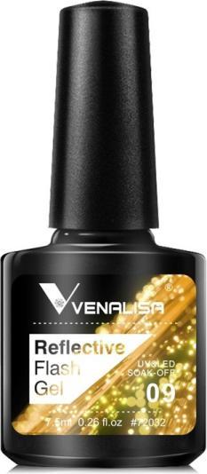 Produktbild Venalisa Gellack Reflective Neon Disco Gel BD09 (Gold-Gelb Glitzer, Gel-Effekt Nagellack)