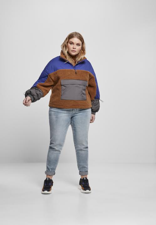 Actual product image Urban Classics Ladies Sherpa 3-Tone Pull Over Jacket (XS)