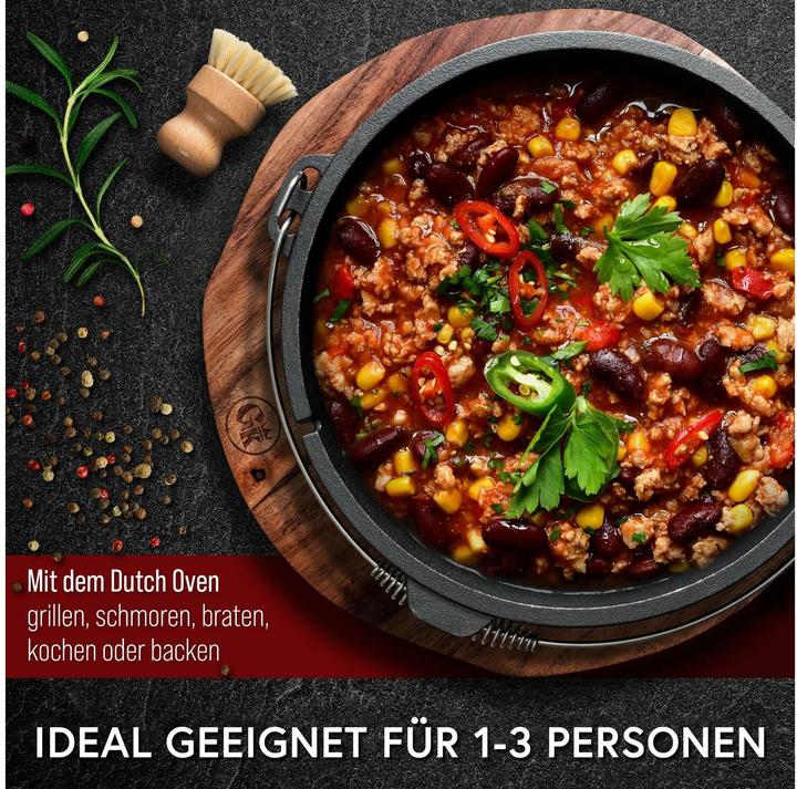 Produktbild Gusskönig Dutch Oven Set 4.5 l mit Deckelheber, Bürste