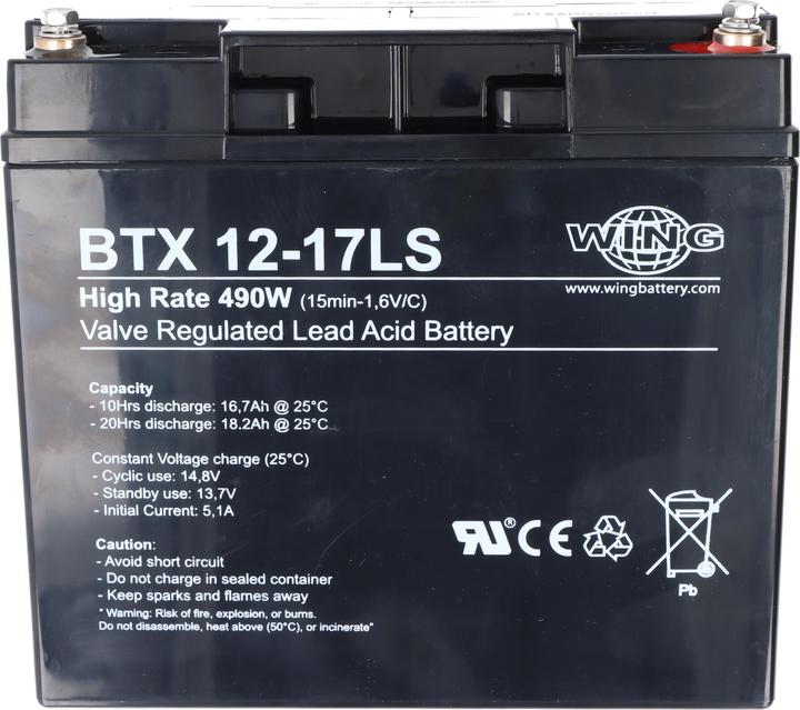 Produktbild Wing BTX12-17LS 12V 17Ah high rate hochstromfähig Bleiakku AGM Blei Gel Akku (17 Ah, 12 V)