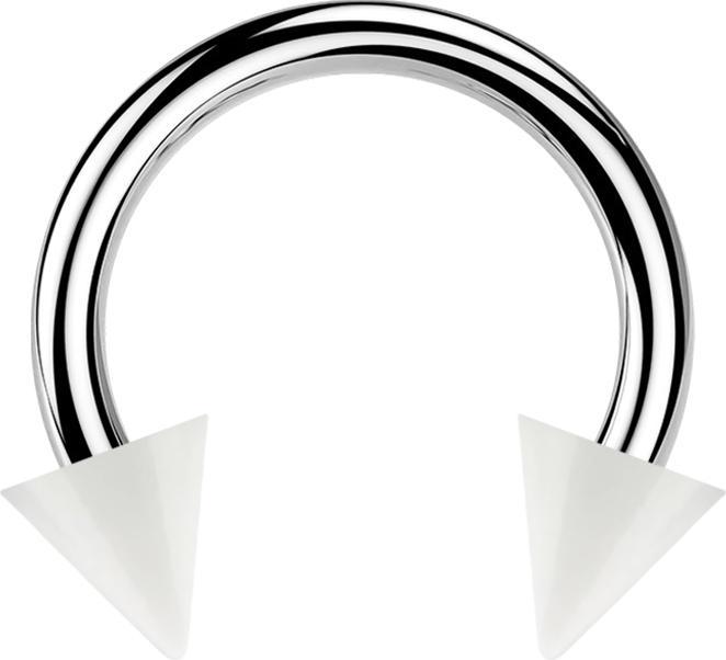 Produktbild Star Piercing Micro Circular Barbell silber mit zwei Cones weiss (ohne Messing, Chirurgenstahl 316L, Kunststoff)