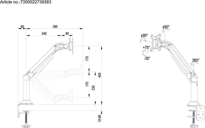 Produktbild Multibrackets Lift Arm Desk (Tisch, 32")