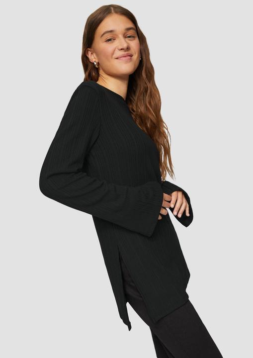 Produktbild S.Oliver T-Shirt Geripptes Longshirt mit seitlichen Schlitzen (S)