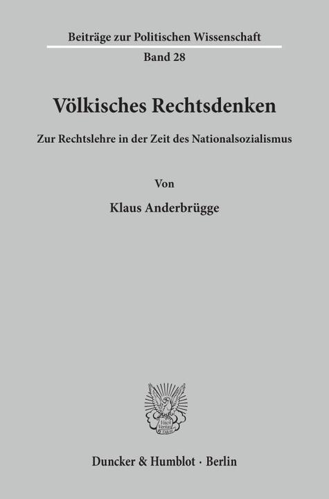 Produktbild Völkisches Rechtsdenken (Deutsch, Klaus Anderbrügge, 1978)