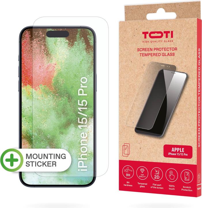 Actual product image Toti SCREEN PROTECTION IPHONE 15/15 PRO (1 pcs., Apple iPhone 15)
