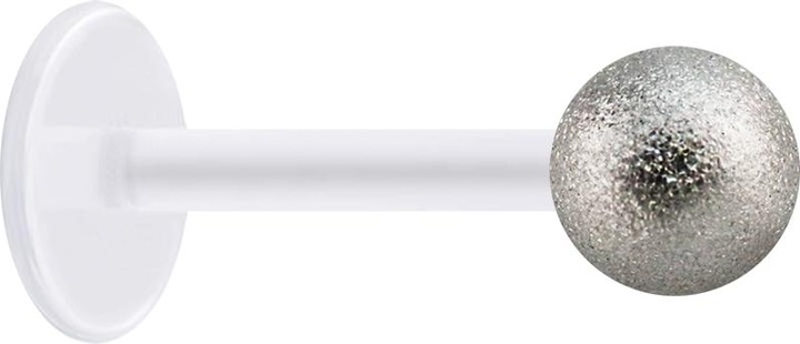 Produktbild Star Piercing Micro Labret transparent mit Kugel silber gesprenkelt (ohne Messing, Chirurgenstahl 316L, Bioflex)