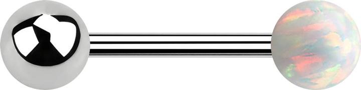 Actual product image Star Piercing Barbell Innengewinde silber mit Kugel und Kugel Opal weiss (without brass, Surgical steel 316L)