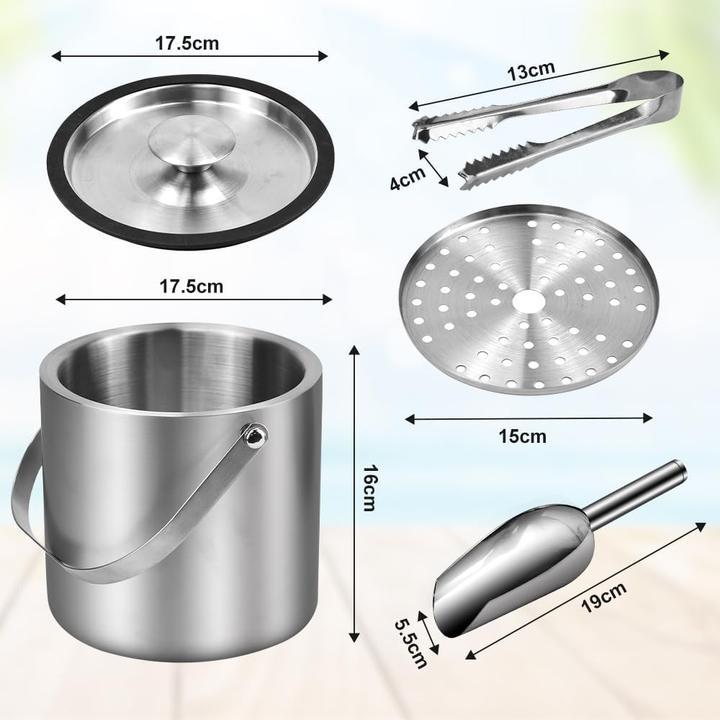 Immagine prodotto Sltaxar Doppelwandiger Eiskübel mit Deckel und Sieb (3L)