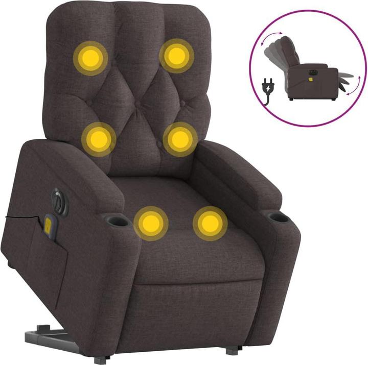 Actual product image vidaXL Massage armchair with stand-up aid electric TV armchair dark brown fabric
