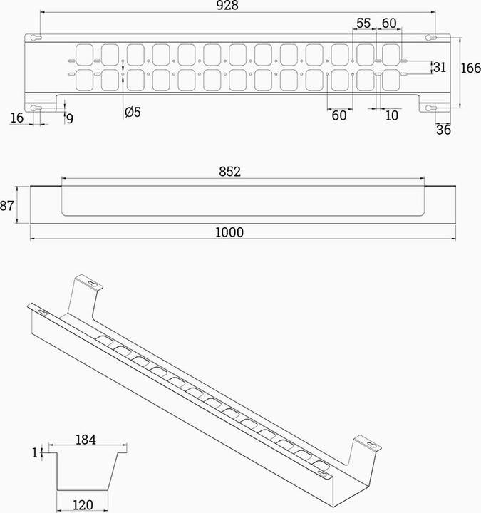 Produktbild OK-Line Kabelwanne (Kabeldurchlass, 100 cm)