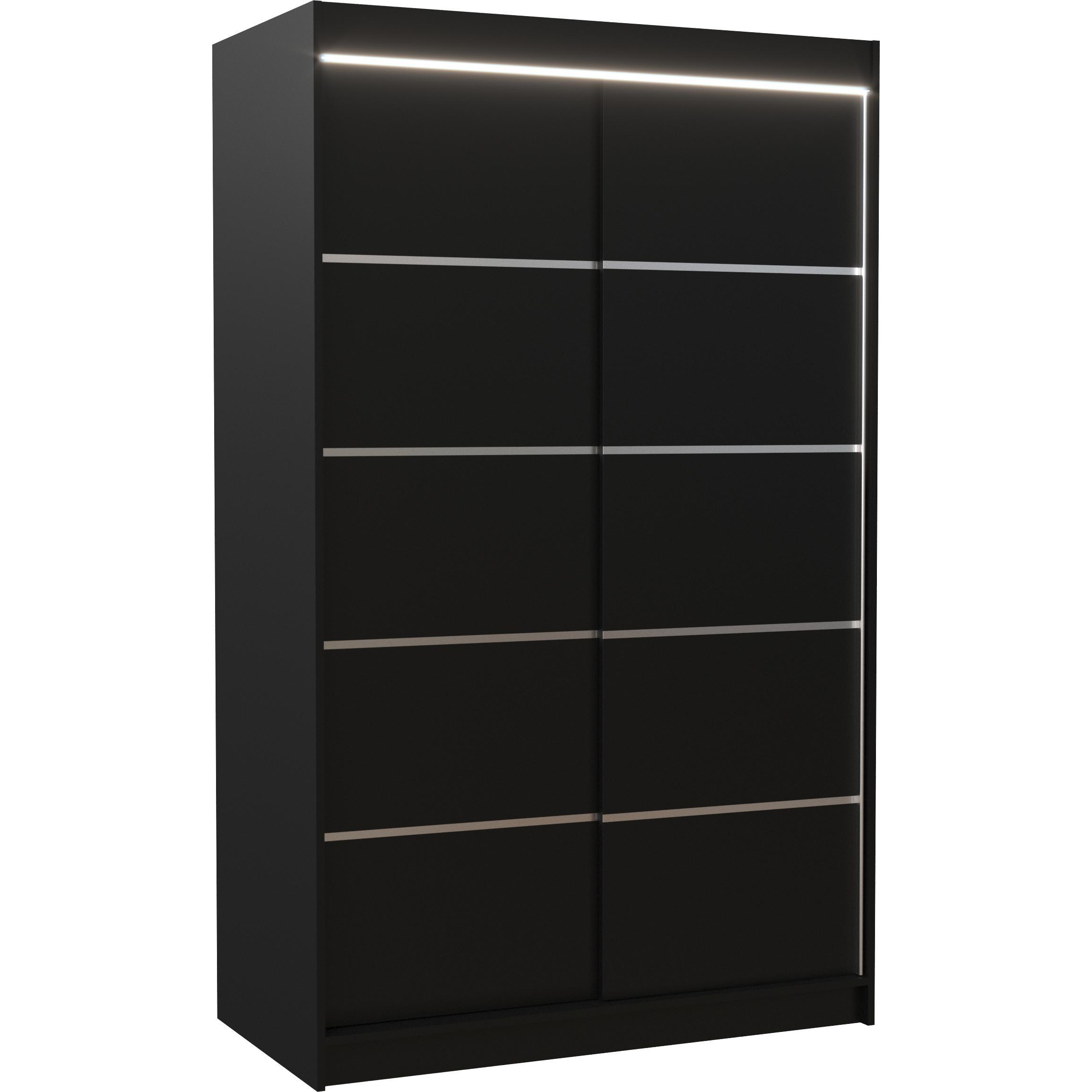 ADRK Furniture, Kleiderschrank, Verschiebbarer Kleiderschrank mit Beleuchtung LED BENISSO 120 (120 x 58 x 200 cm)