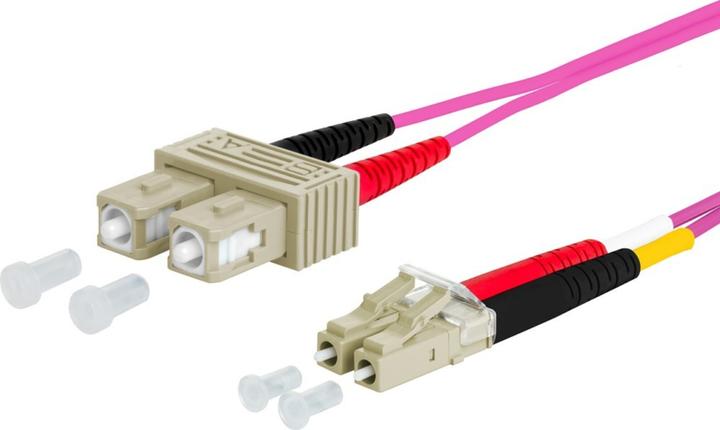 Produktbild Metz Connect 151S1EOJO10E. Kabellänge: 1 m, Lichtleitertyp: OM4, Anschluss 1: 2x SC, Anschluss 2: 2x (CAT6, 1 m)