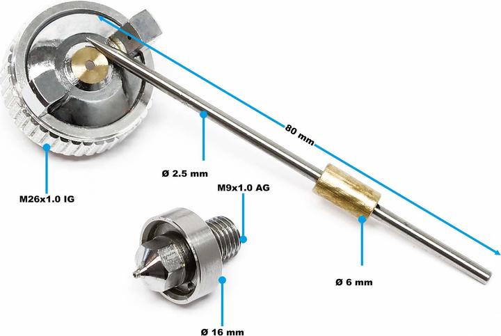 Image du produit Wiltec Kit de buse pour pistolet à peinture HVLP H2000 / H2000P 0,5 mm