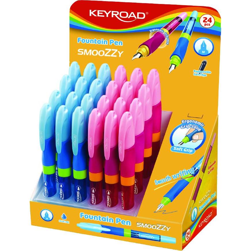 Keyroad, Penne, Penna stilografica Smoozzy writer, m, confezionata in espositore, mix di colori (Colori assortiti)