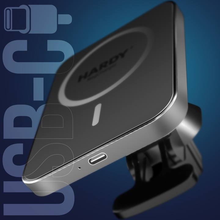 Actual product image 3MK Car charger holder wireless Hardy MagCharger 15W black