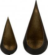 Produktbild IKO Metall-Teelichthalter schwarz und innen gold 2 Grö (2 x)