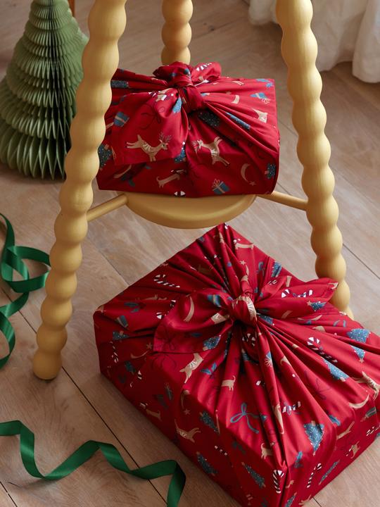 Produktbild Vertbaudet 2er-Set Furoshiki-Geschenktücher mit Weihnachtsmotiv (2x)