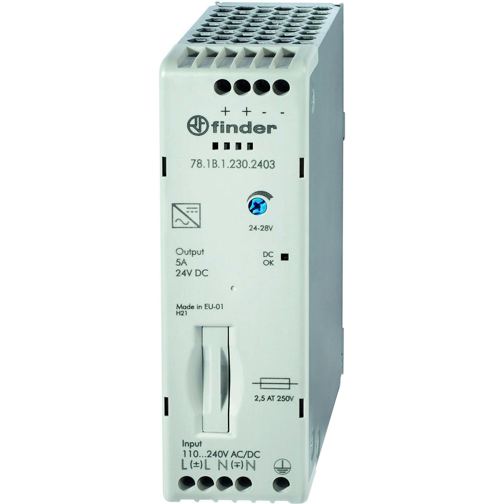 Finder, Systemstromversorgung, Hutschienen Netzteil (DIN Rail) Schaltschrank Schaltnetzteil 24V/110W