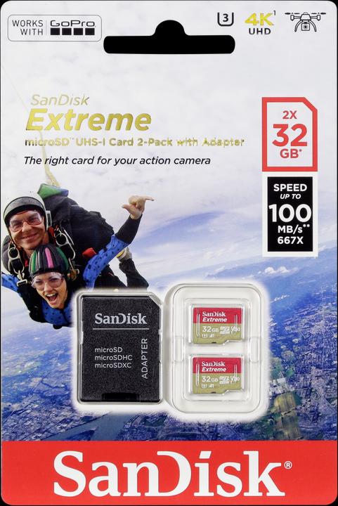 Productafbeelding SanDisk microSDHC ActionSC 32GB 2x Extr.100MB (32 GB, microSDHC, U3, UHS-I)