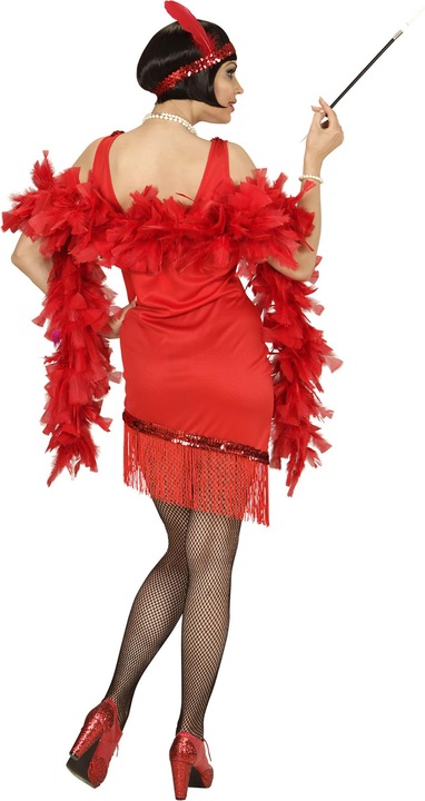 Produktbild Widmann Charleston Kleid Fransen mit Handschuhe, Stirnband und Feder Rot (S, M, L)