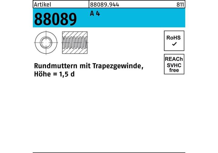 Dado A Filettatura Trapezoidale ELSM 36 X 6 Destra In Acciaio D75L72 - Foto 13