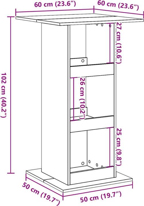 Actual product image vidaXL Bar table with oak shelves (60 x 60 x 102 cm)