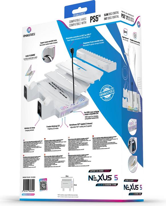 Actual product image Oniverse Nexus 5 Multifunctionele Standaard (PS5/ PS5 Slim) Wit (ONICSMLT-PS5-WHT) (PS5)