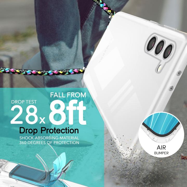 Actual product image Nalia Clear hybrid case with chain to hang around the neck